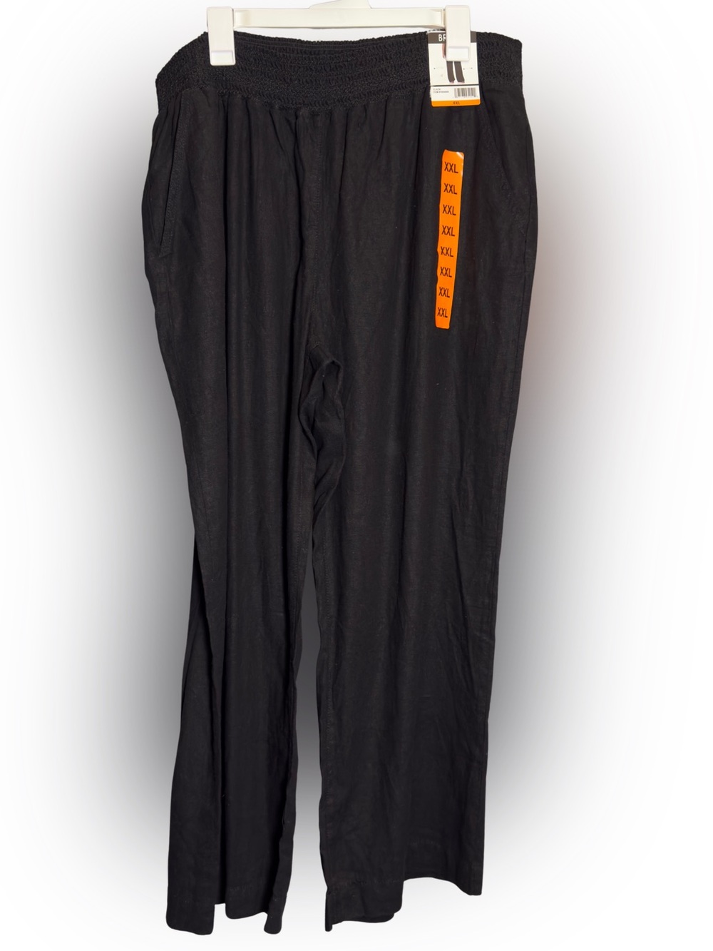 Briggs New York Black Smocked Waist Wide-Leg Pants (0368)